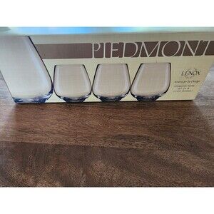 NEW 4x Lenox Crystal Piedmont Stemless Wine Glasses | 11 oz | USA